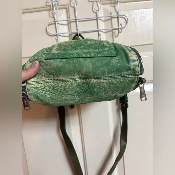 RARE Joy GRYSON Pebbled Leather Green Crossbody Purse - Picture 3 of 6